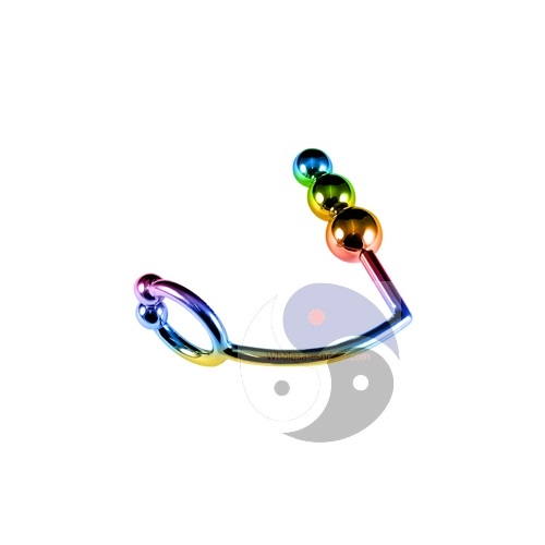 Анальный плаг с эрекционным кольцом Rainbow Horse Shoe Ring with Balls, WB-CB844