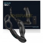 Вибростимулятор простаты с кольцами для пениса и мошонки Nexus Revo Embrace, черныйNEXUS REVO Embrace revoem