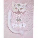 Набор Белая Кошка маска с ушками+хвостик+ горжетка+манжеты 911 B SH
