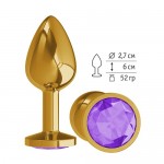 *Анальная втулка золотая малая с фиолетовым кристаллом, 510-08