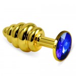 *Золотая втулка спиральная малая с синим кристаллом, 512-07