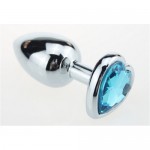 Анальная втулка Silver с голубым кристаллом маленькая, 47141